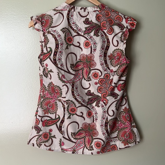 Tommy Hilfiger Sleeveless Ruffle Blouse Paisley & Floral Print Size Medium - Picture 5 of 10